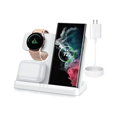 Wireless Charging Station for Samsung, 3 in 1 Fast Charger Dock for Galaxy Watch 5 Pro/5/4/3/Active 2,Galaxy S23 S22 S22