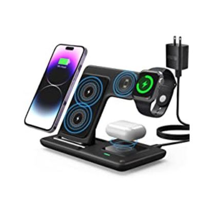 Charging Station for Apple Multiple Devices, 3 in 1 Fast Wireless Charger Foldable for iPhone 14/13/12/11/Pro/XS/Xs Max/XR/X