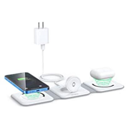 Wireless Charger 3 in 1,Magnetic Travel Wireless Charging Station Multiple Devices,3 in 1 Charging Station,Compatible iPhone